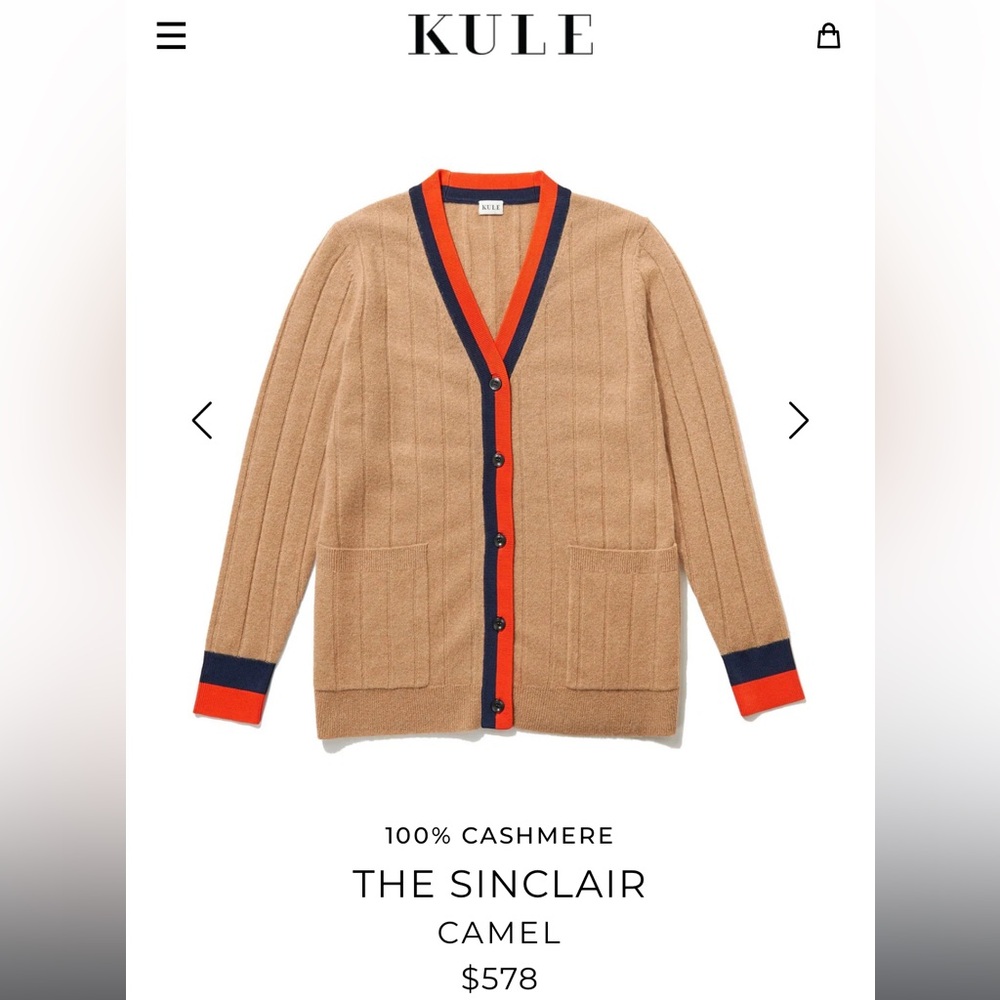 The KULE Sinclair Cashmere Cardigan, size M